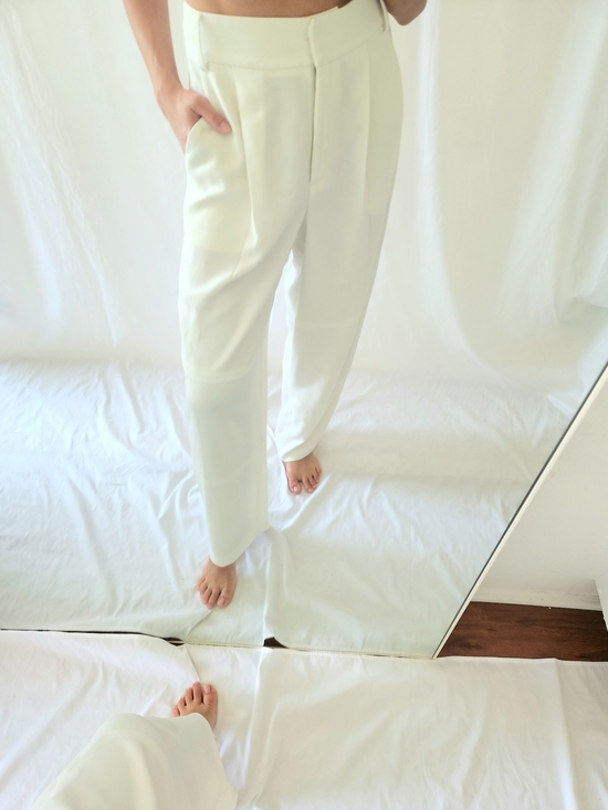Sally LaPointe Pants - Sally LaPointe Ivory Tailored Trousers